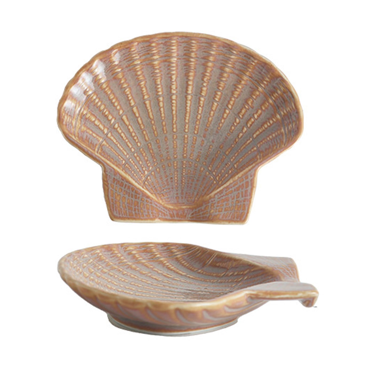 Repose-cuillère en céramique de coquille de pétoncle-plateau d'anneau