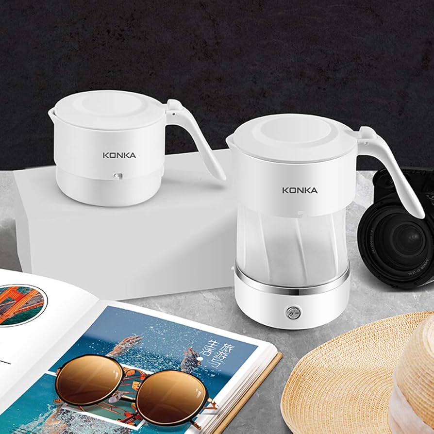 Amazon | 折りたためるトラベルケトル 500ml 電圧切替式 (ホワイト