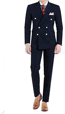 Mens 2 Piece Suits Double Breasted Slim Fit Formal Wedding Prom Tuxedo
