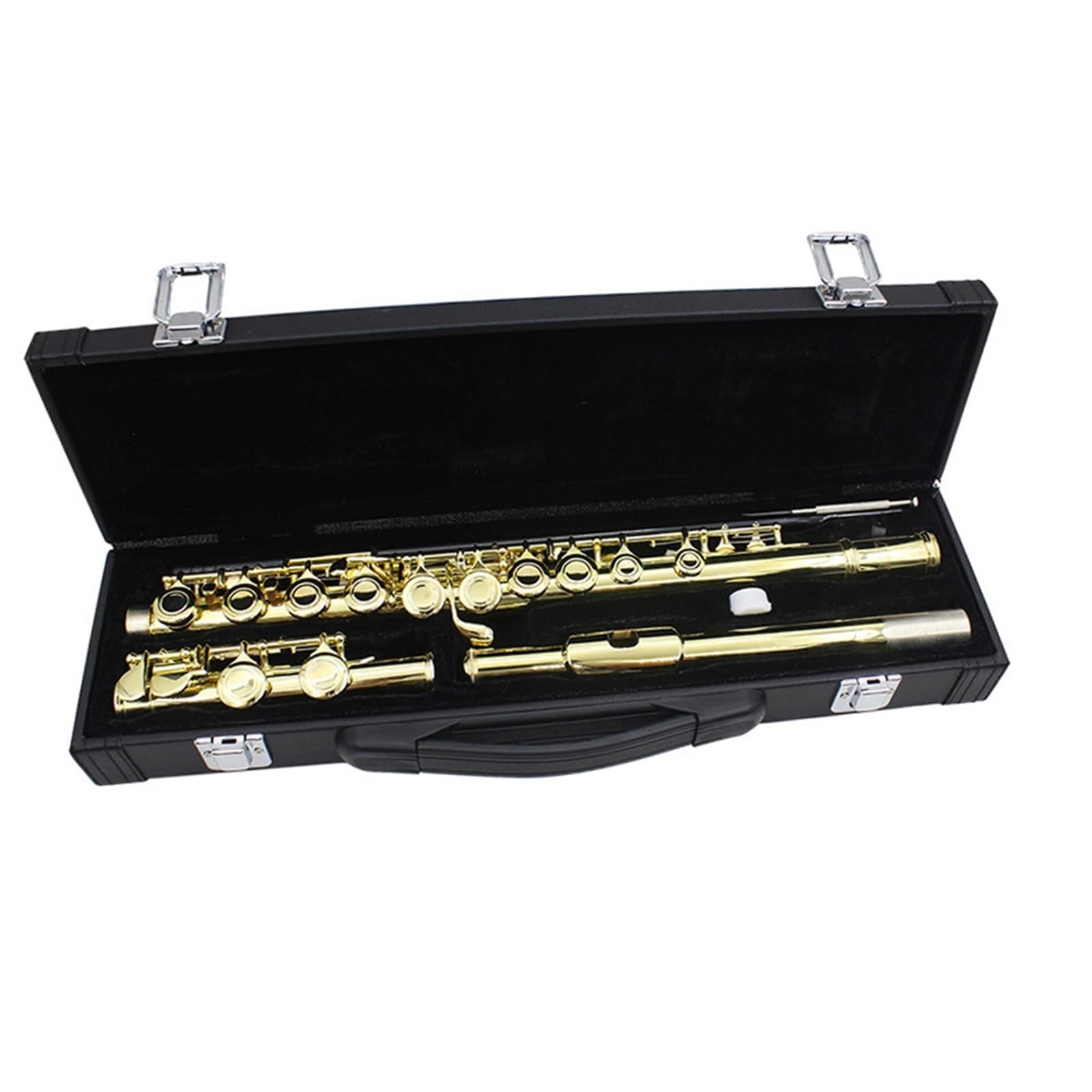 Classic Flet Poprzeczny Instrument Fletowy 16 Otworów Klawisz E Flet Klawiszowy C Biała Miedź Złota Egzamin Dla Początkujących Profesjonalny Flet(Leather box)