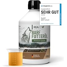 TESTURTEIL SEHR GUT 05/24 ReaVET Professional Feed Oil 500 ml Dogs 1st Cold Pressing Barf Oil Food Oil Cold Pressed Dog High-Quality & Perfect Mix Barf Additive for Dogs I Natural & Species-Appropriate