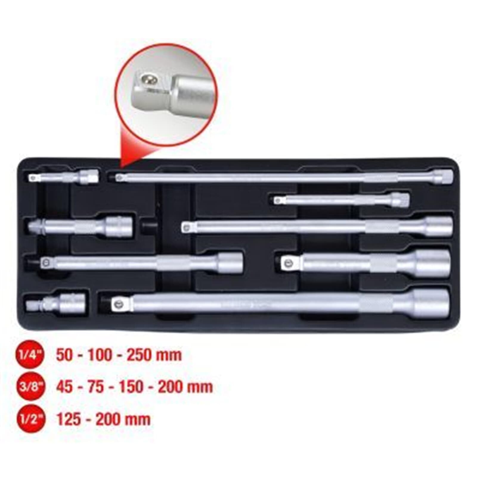 KS Tools 911.0009 Schwenkbare Verlängerung Set, 9, 4042146564608