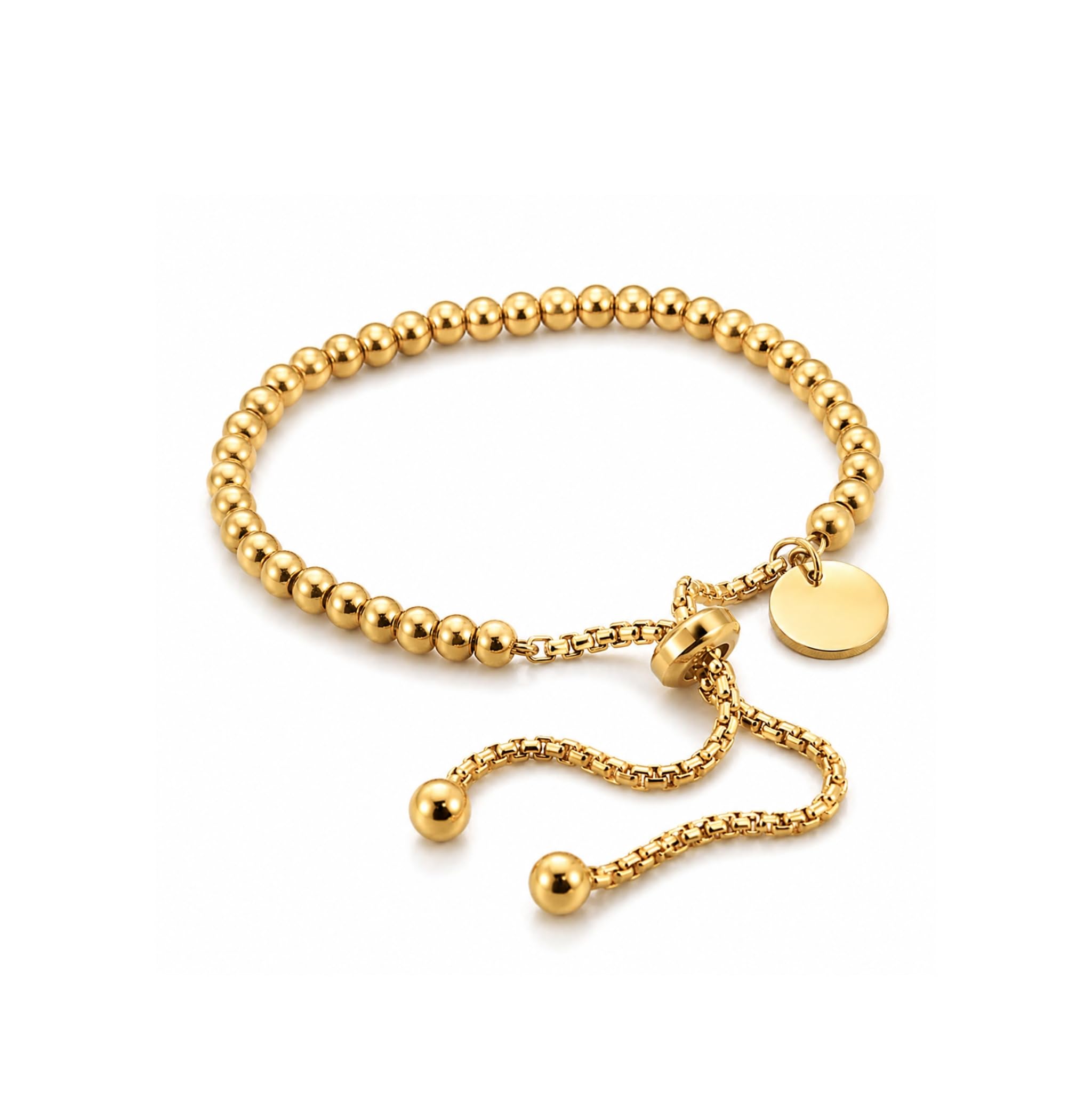 NURAA Gold Beads Adjustable Bracelet | Stainless Steel Beaded Bracelet | Gold Plated Non-Tarnish Slider Bracelet | Minimal Elegant Jewelry | Everyday Fashion Jewelry for Women & Girls-image-36