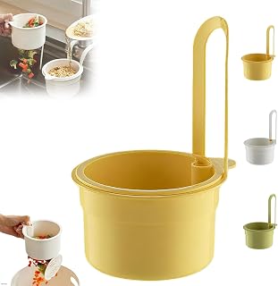Sink Strainer, Snap Button Sink Strainer Tap Removable Silicone Hanging, Without Smudging Hands, for Dish Scrapping Food Waste LeftoversKitchen Sink Drain Basket-Yellow