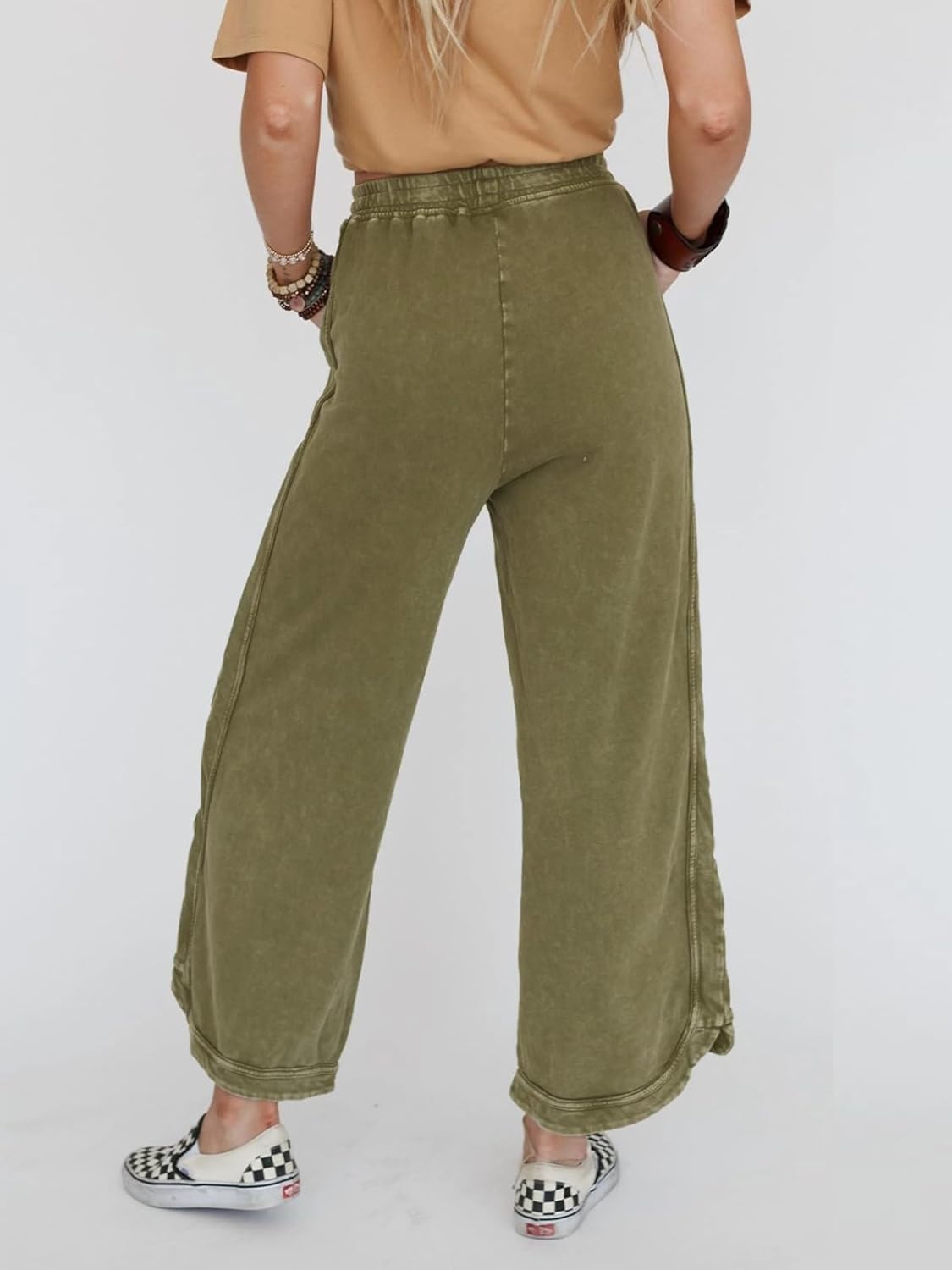 Gnveub Women's Yoga Pants Lightweight Wide Leg Sweatpants High Waisted Drawstring Loose Lounge Pant with Pockets - Image 5