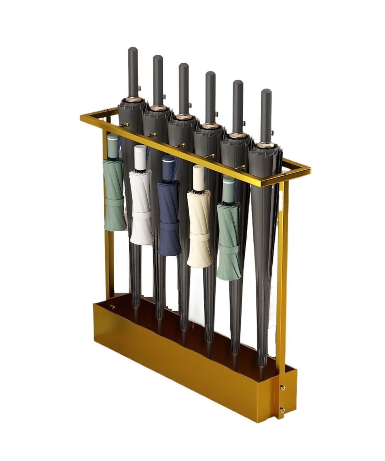 Z4T8M2K6G5 Umbrella Holder Large-capacity Umbrella Stand, Storage Rack, Long-handled(Gold)