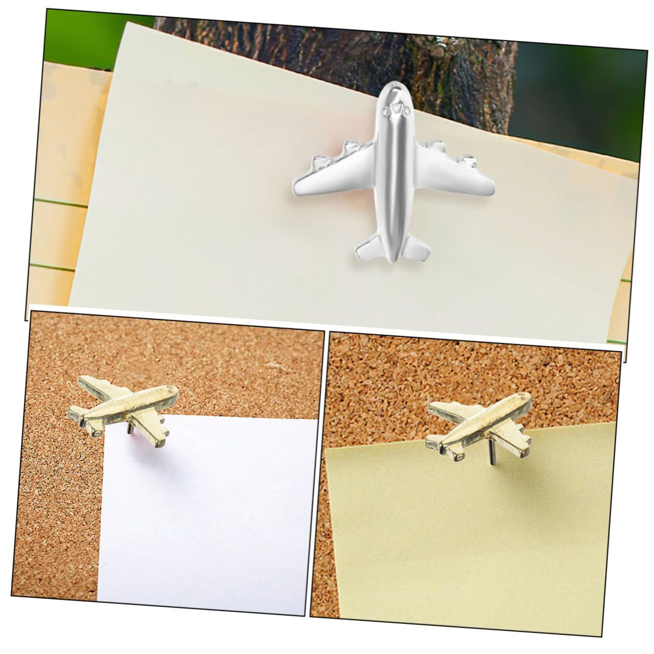 Juego de 4 Chinchetas Decorativas de Metal para Tablón de Anuncios Chinchetas de Avión para Pared Mapas Decorativas Papelería de Oficina Unidades X 4