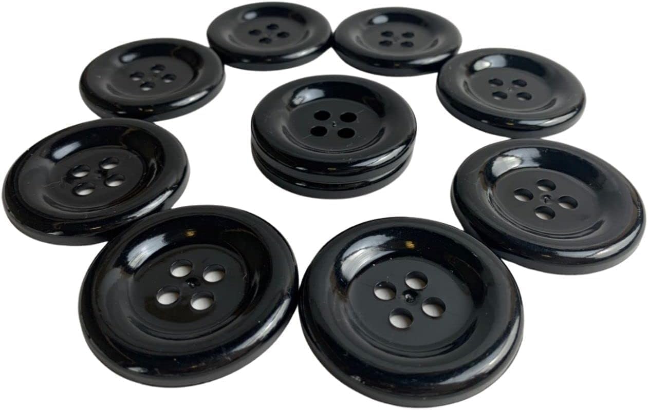 Daily Crafts Pack of 12 Resin Buttons Diameter 25 mm,(1 inch) 4 Holed for Sewing and Art and Craft Round Buttons with 4 Holes (Black)-image-47