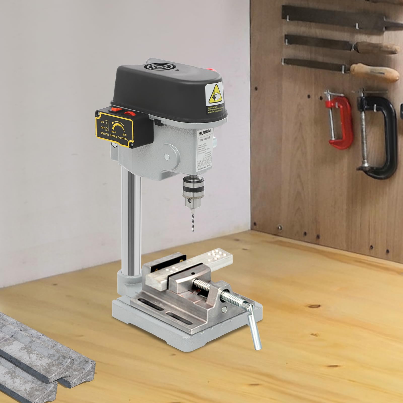 Taladro de banco de trabajo portátil de 340 W taladros de columna de velocidad ajustable para bricolaje y modelismo