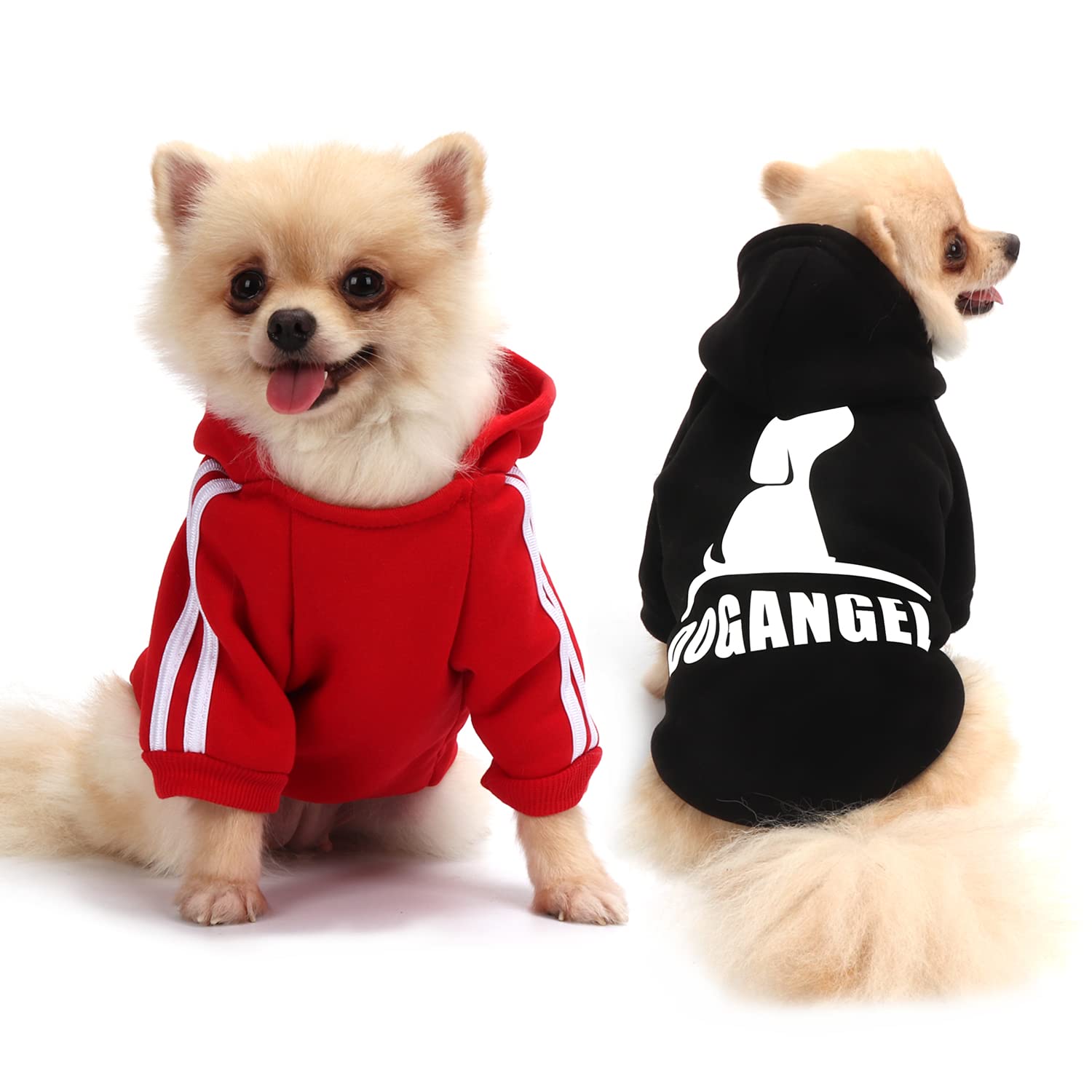 QiCheng&LYS Chihuahua Clothes,Dog Sweater Hoodie Warmth Cat Puppy Jumper,Puppy Clothes for Small Dogs 2 Pieces (XXL, Black/Red)