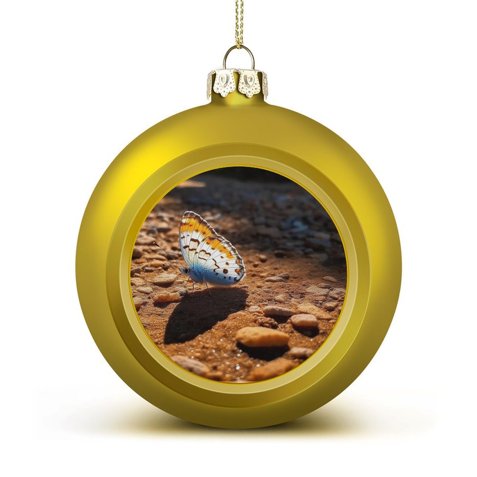 Butterfly on The Road Christmas Balls Ornaments for Xmas Christmas Tree 1.6" Hanging Shatterproof Xmas Balls Hanging Decor Pendants for Holiday Party Outdoor Indoor DIY Craft Supplies