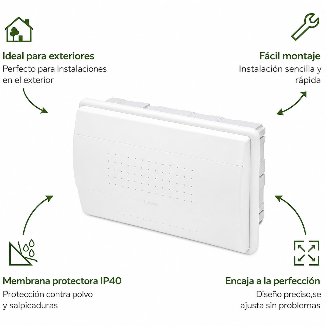 Cuadro Electrico Empotrar 18 Modulos 370x100x215MM con Puerta Gris IP40 400V ABS - Caja Distribucion para Vivienda