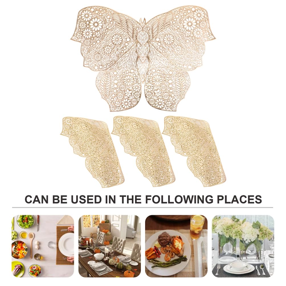 Posavasos Decorativos de PVC Dorado Mariposas Caladas 6 Piezas