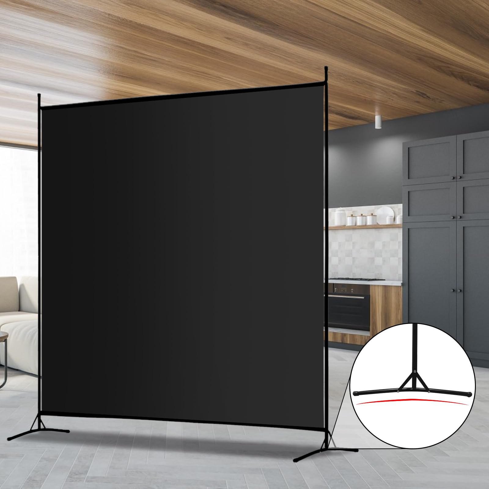 Divisor de habitación de panel grande individual, pantalla de privacidad de 6 pies de alto, divisor de pared independiente de habitación, pantalla divisora de habitación ligera para oficina en 6
