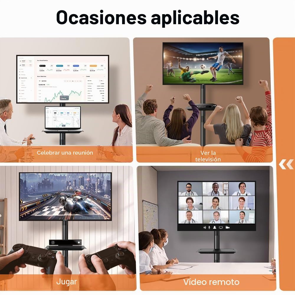 KKTONER Móvil Soporte de TV para 23-60 Pulgadas, Soporte de Piso con Ruedas, Altura Ajustable, para Televisores de hasta 40 kg