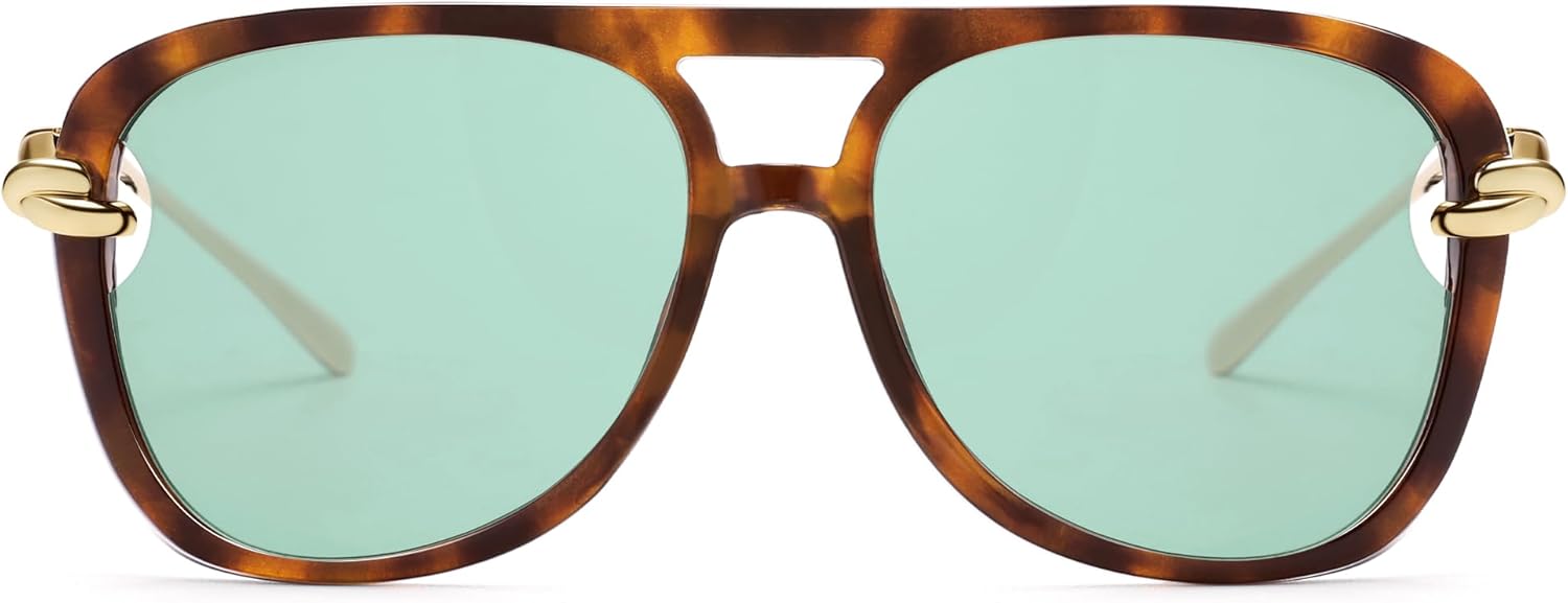 VANLINKER Trendy Square Aviator Sunglasses for Women Men Retro 70s Oversized Aviators Shades VL9910 - Image 2