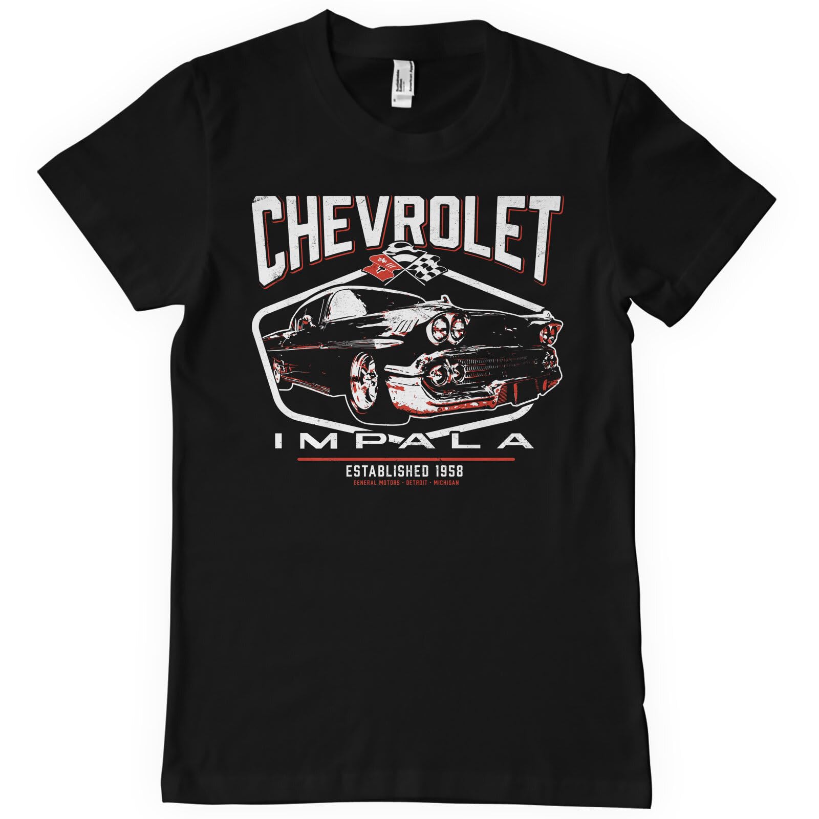 Chevrolet Men's Black Officially Licensed Impala T-Shirt (Black), Medium