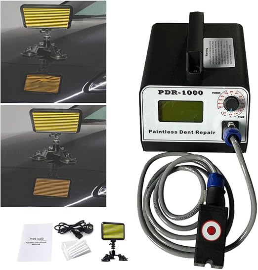 Amazon デントリペアマシン誘導ヒーター、ストライプレベリングライト付き1000W車体デントリペアキット、柔らかい小さなデントと雹の