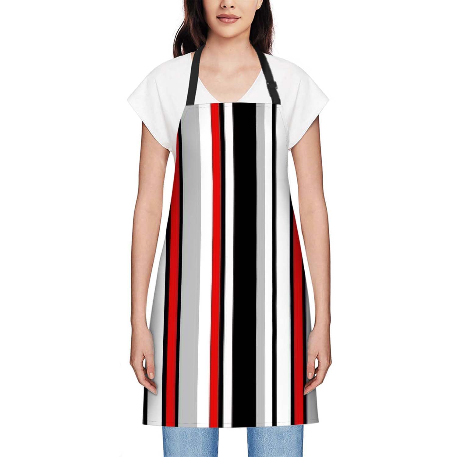 Smooffly Colorful Stripes Apron,Adjustable Neck Bib Apron for Men Women,Suitable for Kitchen Cooking Waitress Chef Apron - Image 2