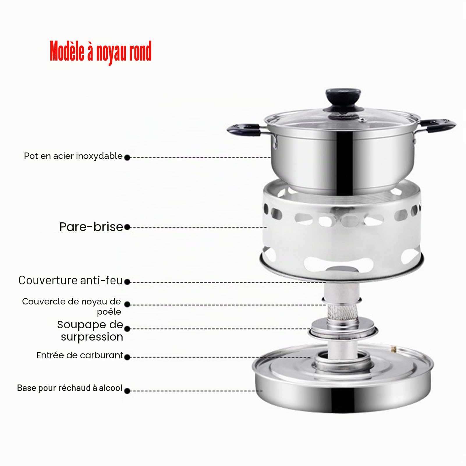 Poêle Spirit en Acier Inoxydable Ensemble de Poêle de Cuisine Extérieur Convient Pour Intérieur Et Camping