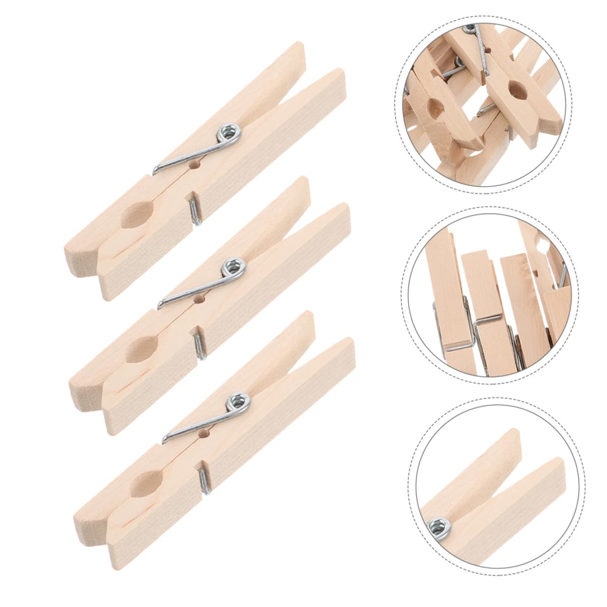 Mollette in Legno Multiuso 150 Pezzi 72X10 CM Clip Antivento per Bucato e Calzini Mini Mollette per Foto e Biancheria per Interni Esterni e Viaggi