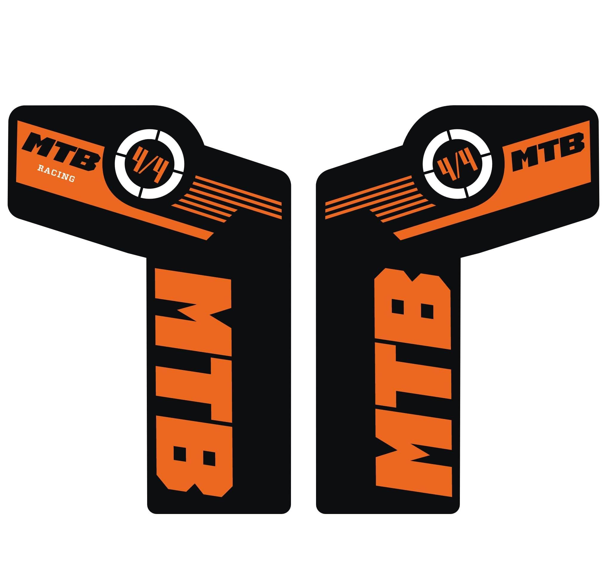 Autocollants de fourche VTT – Autocollant résistant pour amortisseurs avant – Vinyle imperméable pour VTT – Tuning Vélo personnalisé B0223 (ORANGE NOIR)