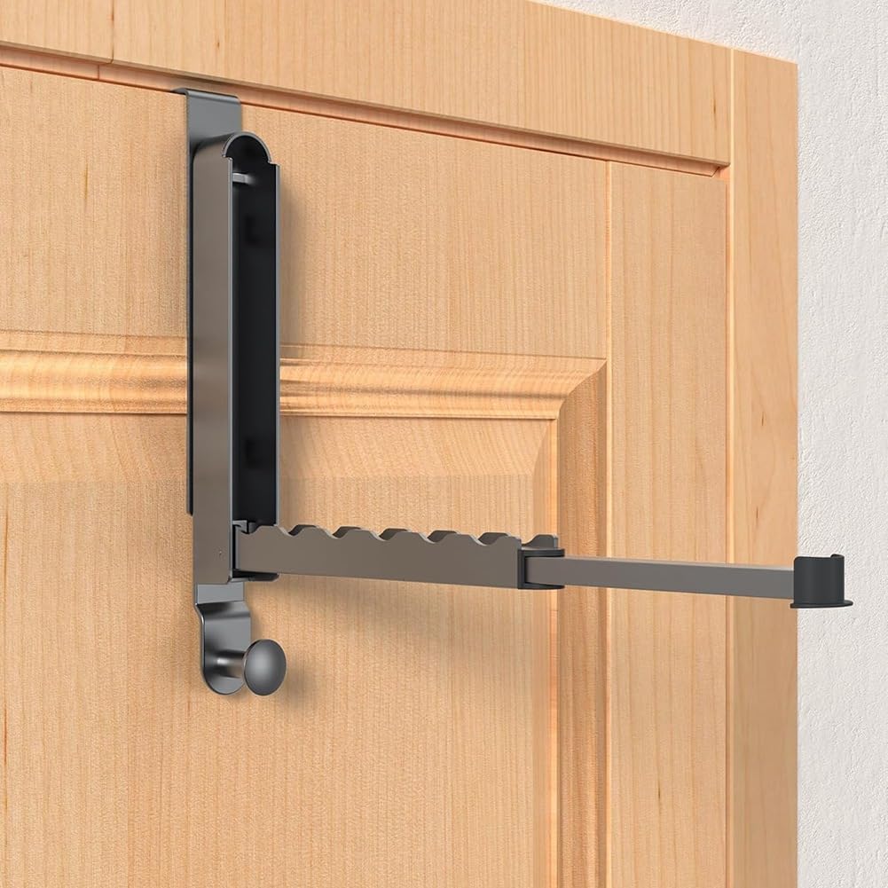 Tendedero plegable de aleación de aluminio para colgar sobre la puerta con barra extensible, plegable y portátil para el baño