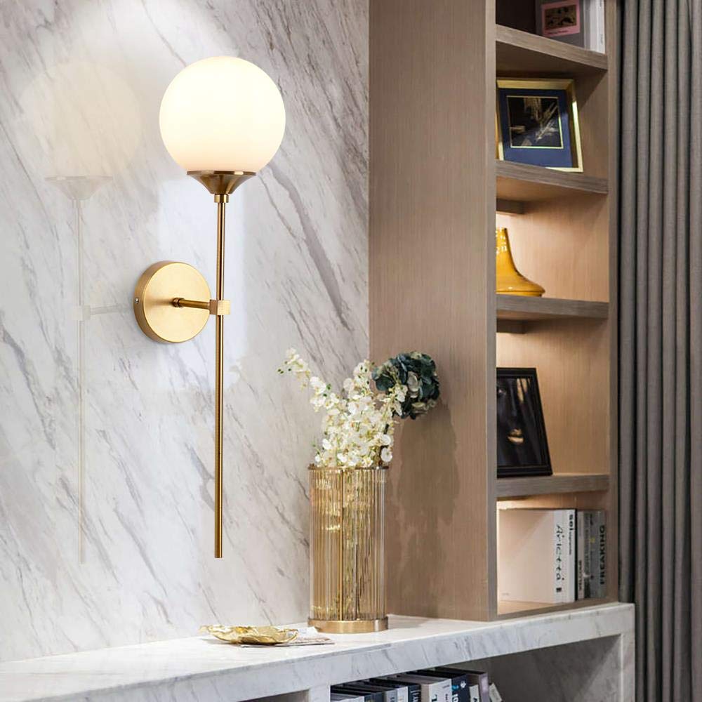 Zhxinashu Crystal Gold Wall Light Sconce, E27 Indoor Retro Wall Mounted Lamp, Wall Lights Indoor For Bedroom Bedside Living Room Stair Corridor