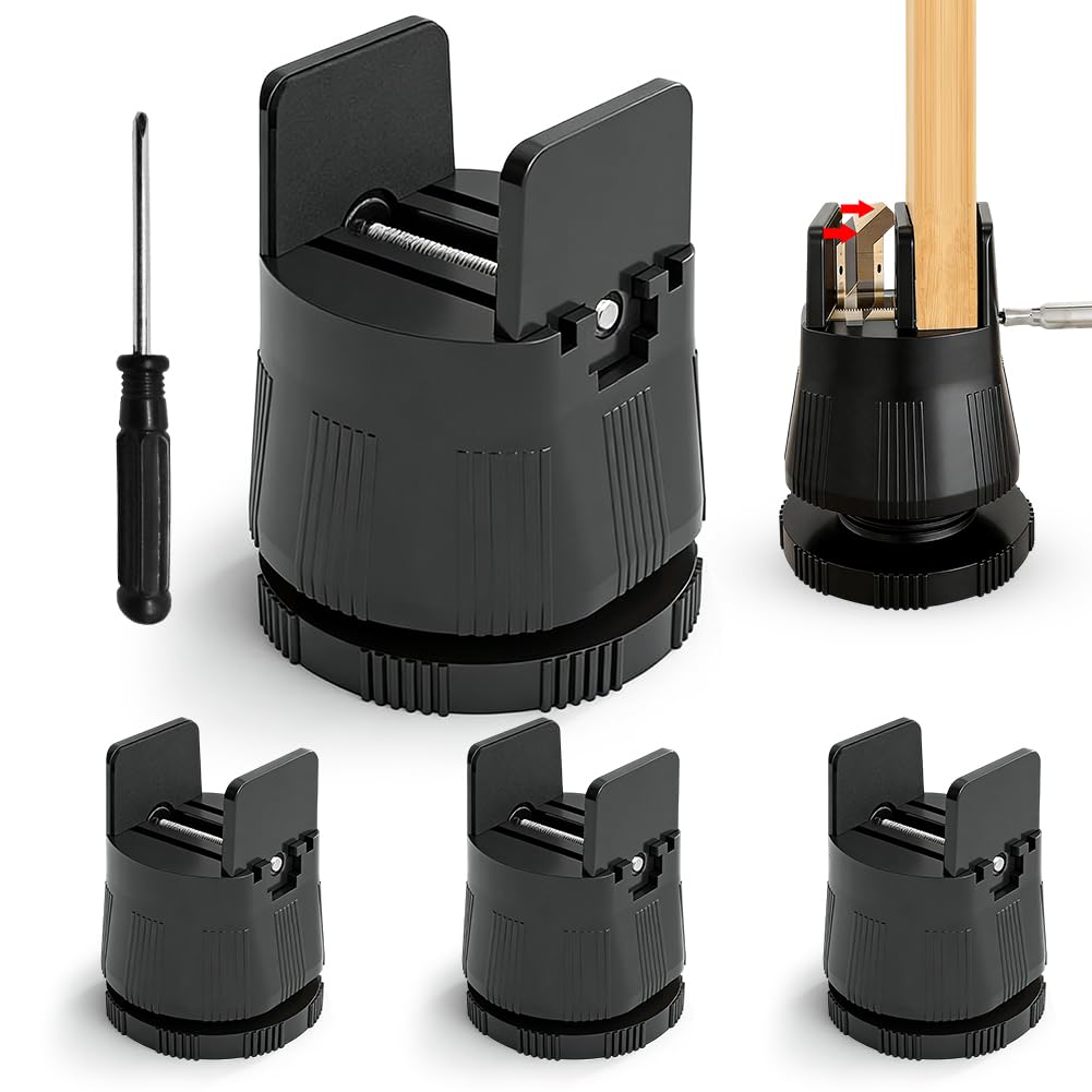 4 regulowane podwyższenia meblowe 6-8 cm, podwyższenie łóżka do dużych obciążeń, z zaciskiem śrubowym, antypoślizgowe, do kwadratowych i okrągłych nóg krzeseł o szerokości 10-50 mm, wysokość stołu