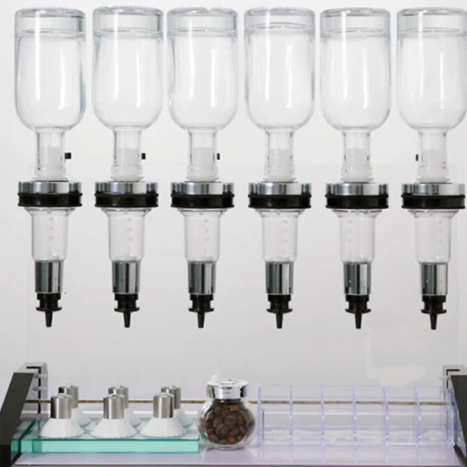 XueFulxion Rust-proof commercial dispenser rack made of high-grade metal and glass.Manual liquid control is intuitive, and detachable layout enables regular deep cleaning to maintain hygiene. 6heads