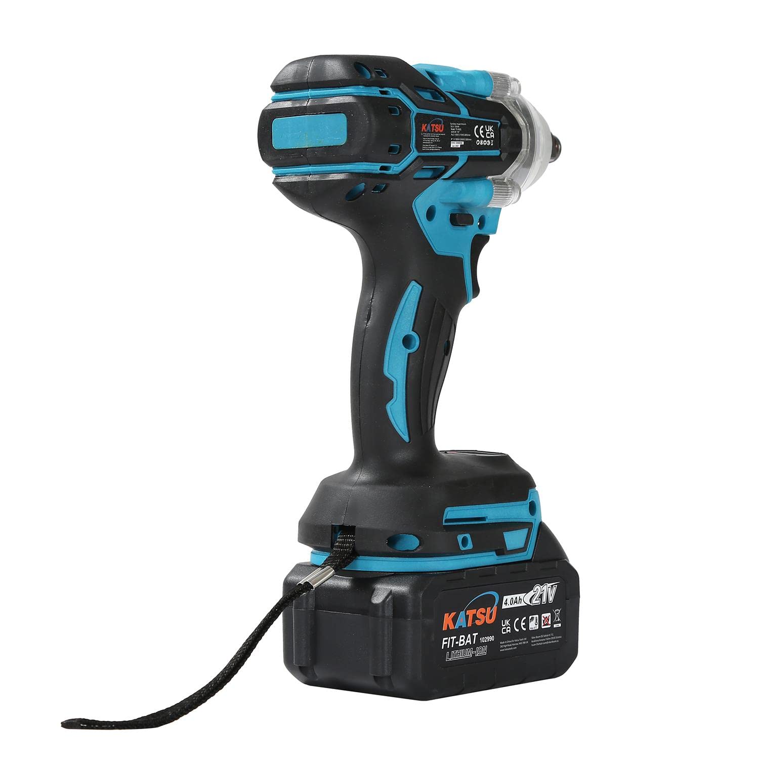 KATSU FIT-BAT 21V Clé à Chocs sans Fil Brushless avec 4.0Ah Batterie, 1/2" 400Nm Clé à Chocs Électrique Cordless, avec 2 Adaptateurs, 0-3500IPM 102488