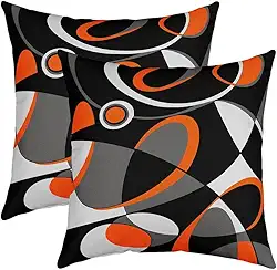 jejeloiu Capa de almofada geométrica, conjunto de 2 capas de almofada com estampa geométrica de círculo, conjunto de capas de almofada de arte abstrata quarto salas de estar, capas de almofada de luxo, 50,8 cm x 50,8 cm, laranja vermelho preto