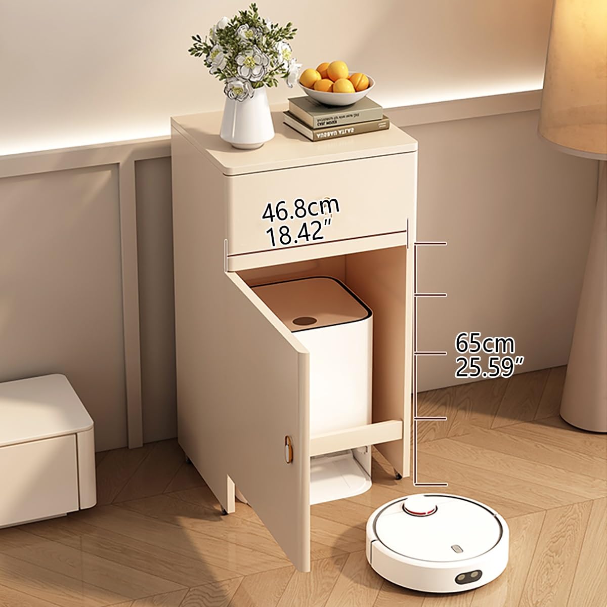 le Robot Vacuum nd Szafka z kółkami Sto Półka z drzwiami i Ders do robota czyszczącego domu i biura nizer 60 cm
