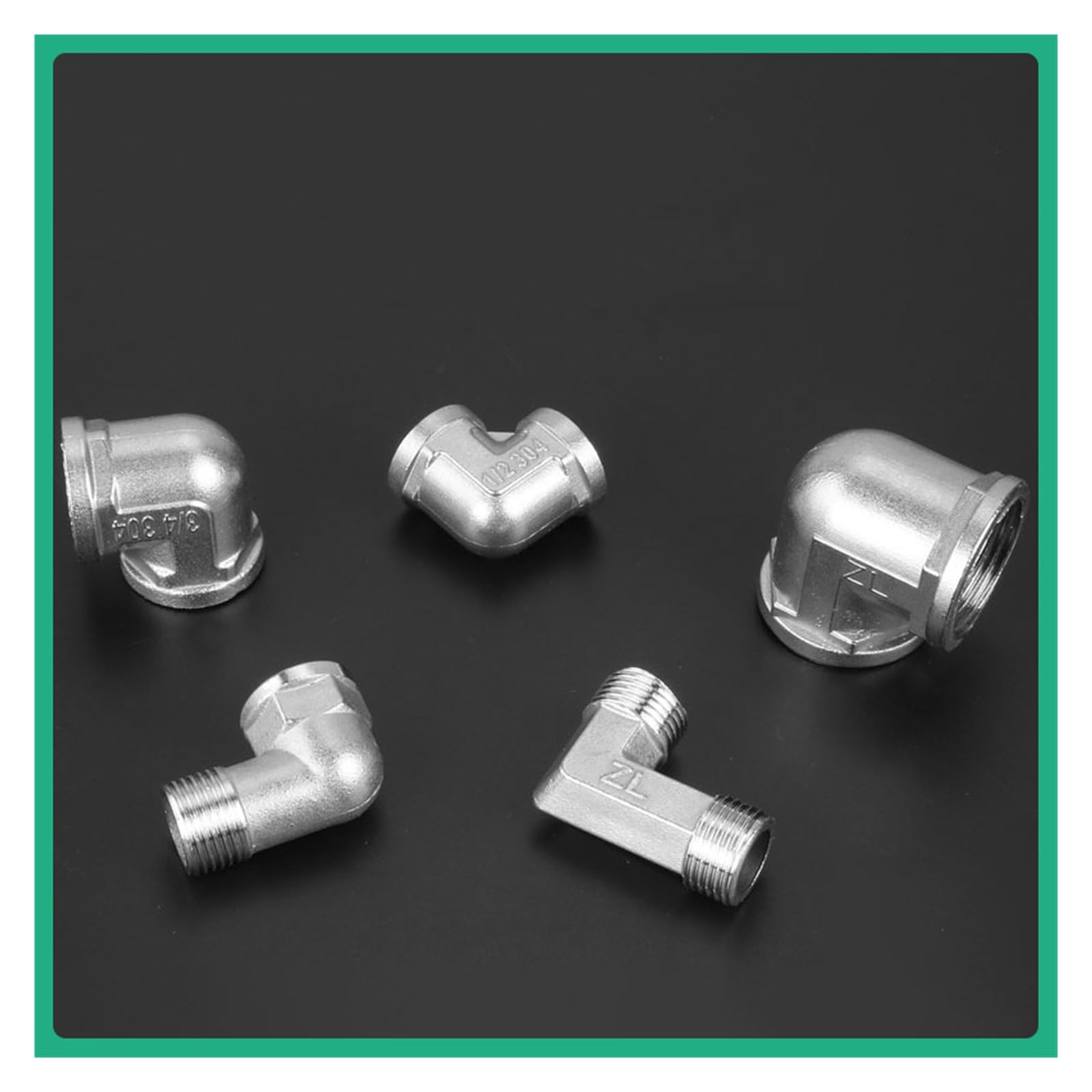 Accesorios de ángulo recto de acero inoxidable, adaptador de acoplador de conexión rápida de rosca macho hembra de 1/2 "3/4" 1 "para tubería de gas y aceite de aire(B,10 PCS)