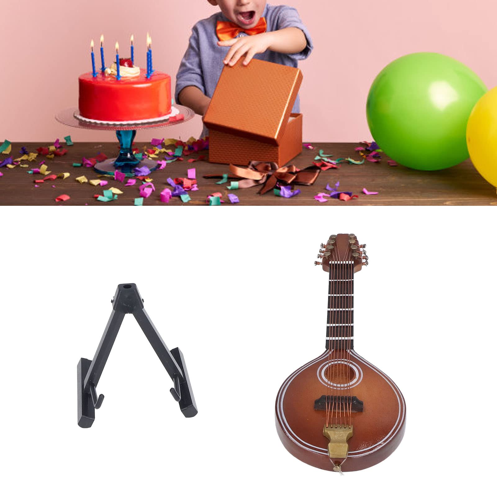 Mini Mandolino Decorativo 8 Corde 12cm - Modello In Legno Handmade Per Collezionisti E Regali - Foto 3