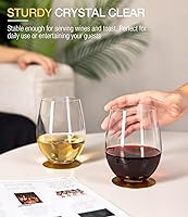 Vista 4 de LUNA & MANTHA Juego de 4 copas de vino sin tallo, 18 oz, copas de cristal para vino tinto y blanco para uso diario, entretenimiento, bar en casa