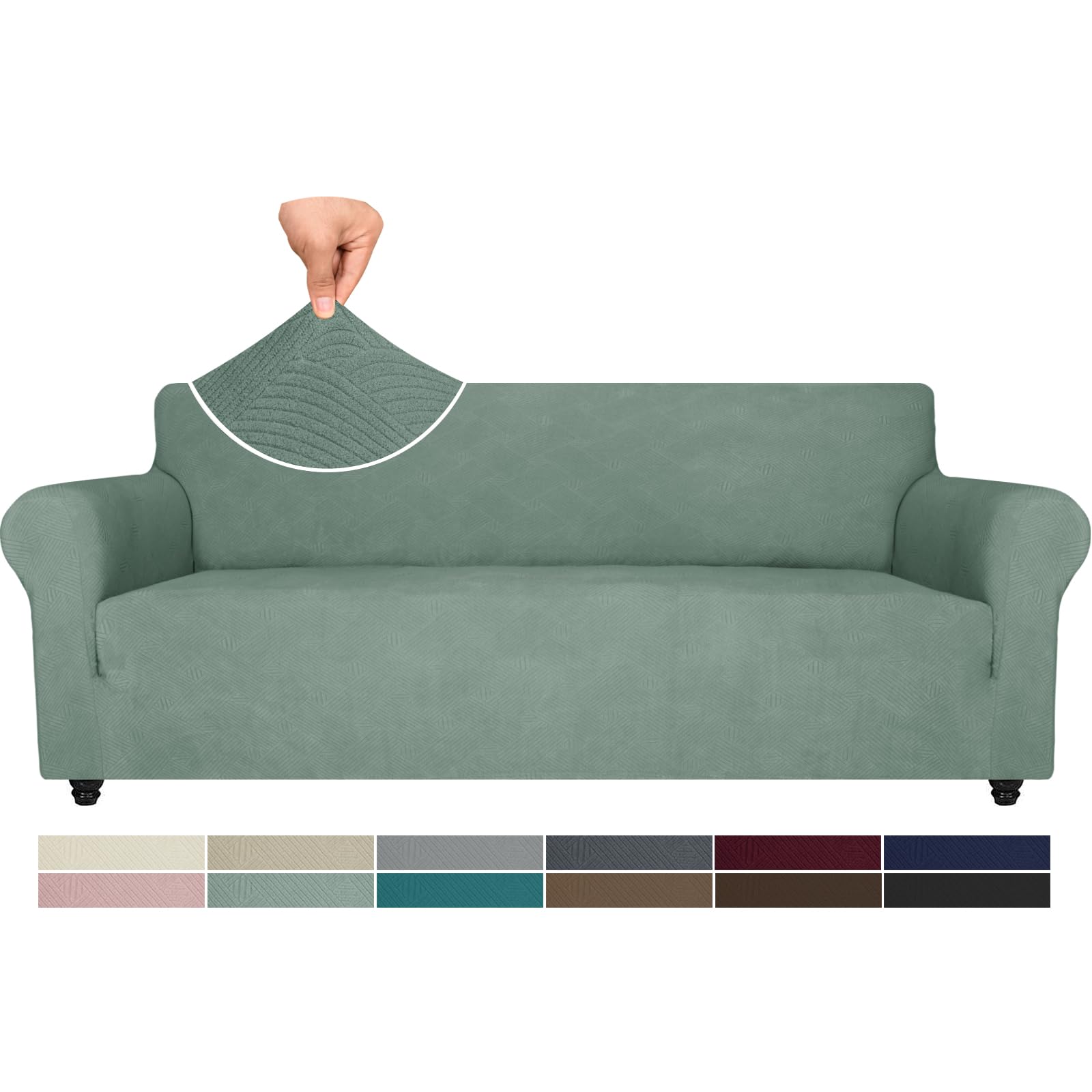 Ystyle Copridivano 4 Posti Con Braccioli, Copri Divano Antigraffio Gatto, Copridivani Elasticizzato, Pesante Inverno Copri Divani, Fodera Divano Antimacchia Lavabile Antiscivolo, Verde Chiaro