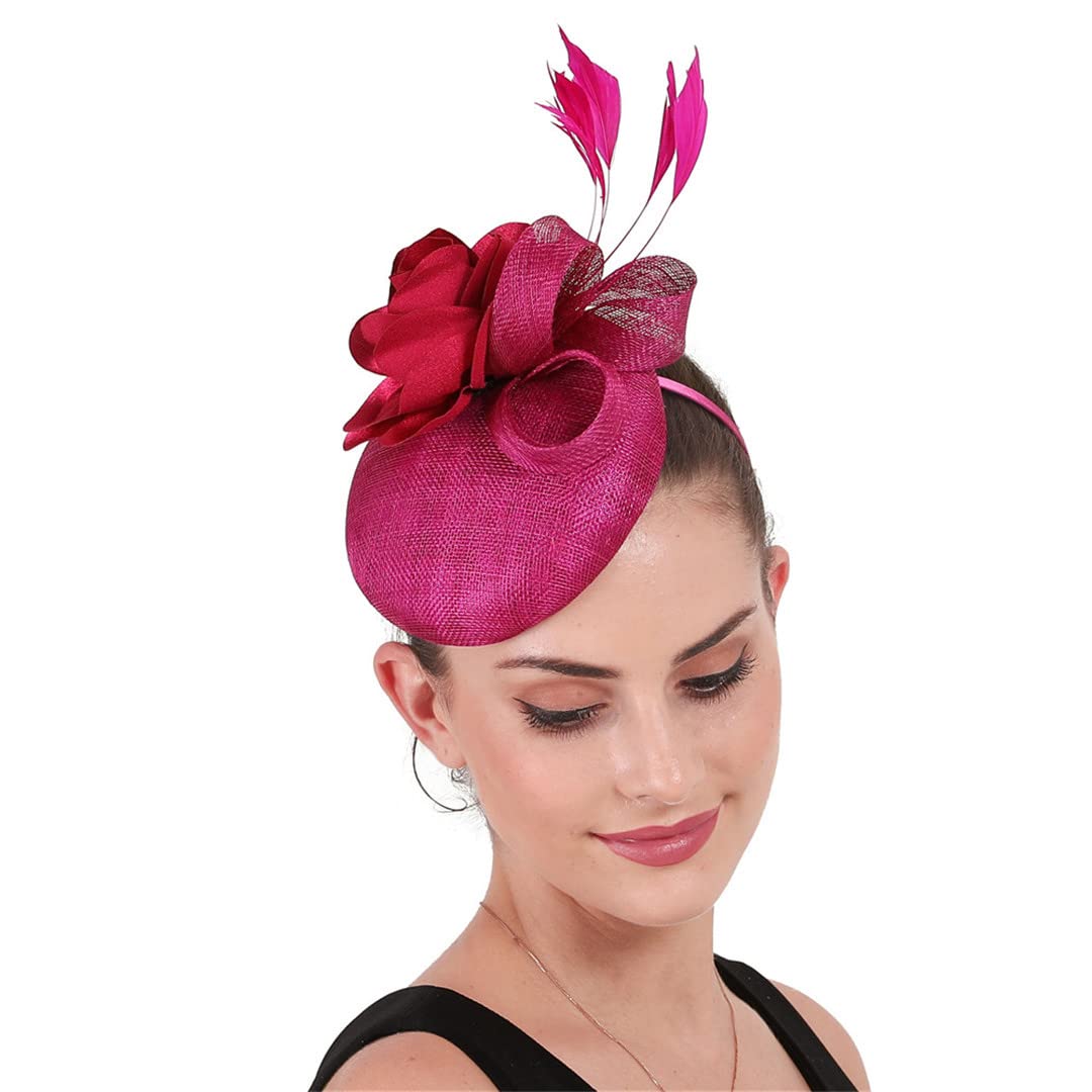 Lmtossey Copricapo da donna a 4 strati con fiocco floreale, accessorio per capelli per festa di nozze floreale