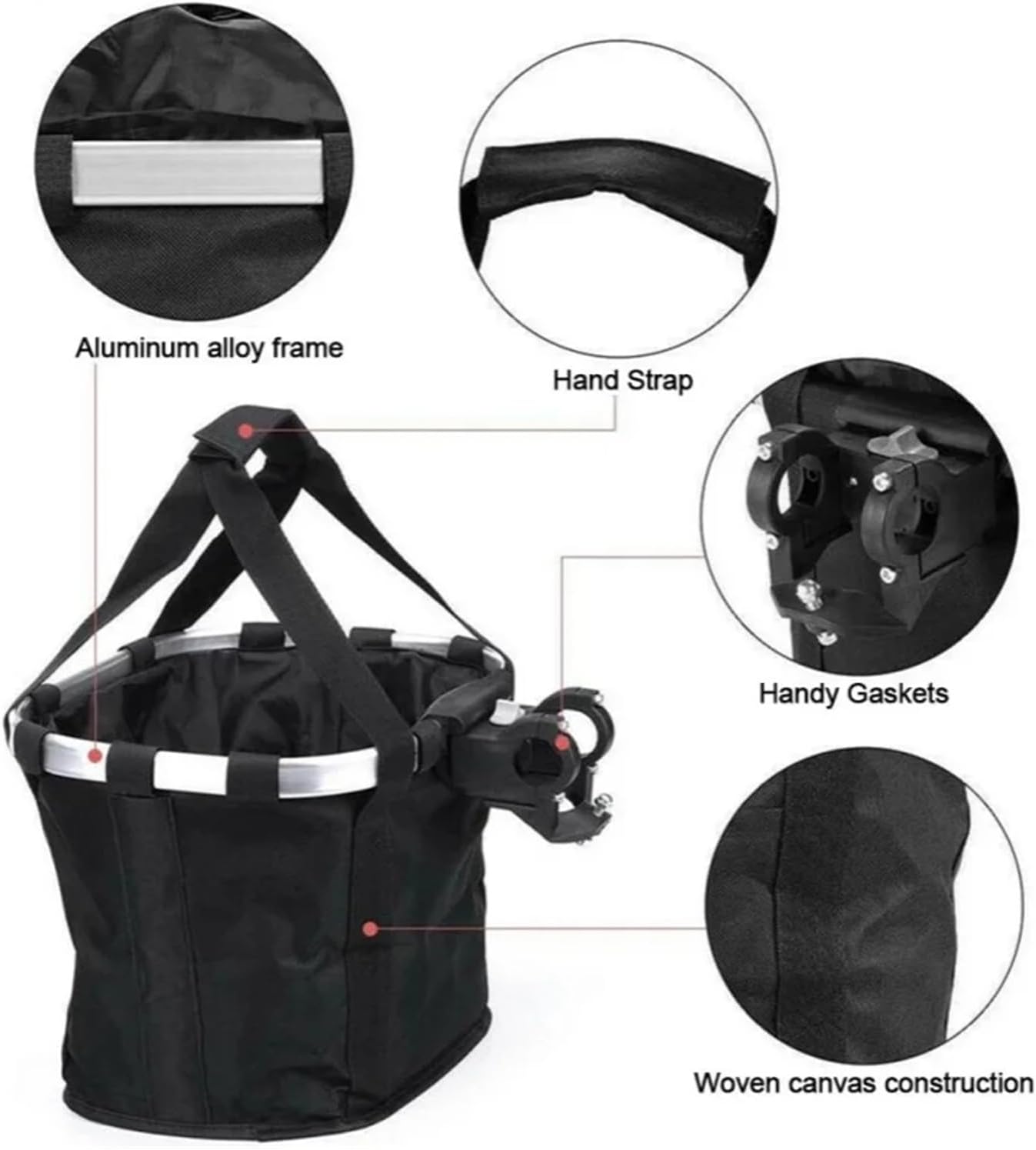 Bicycle Front Basket Bike Small Pet Dog Carry Pouch 2in1 Detachable Handlebar Tube Hanging Fold Baggage Bag 5KG Load