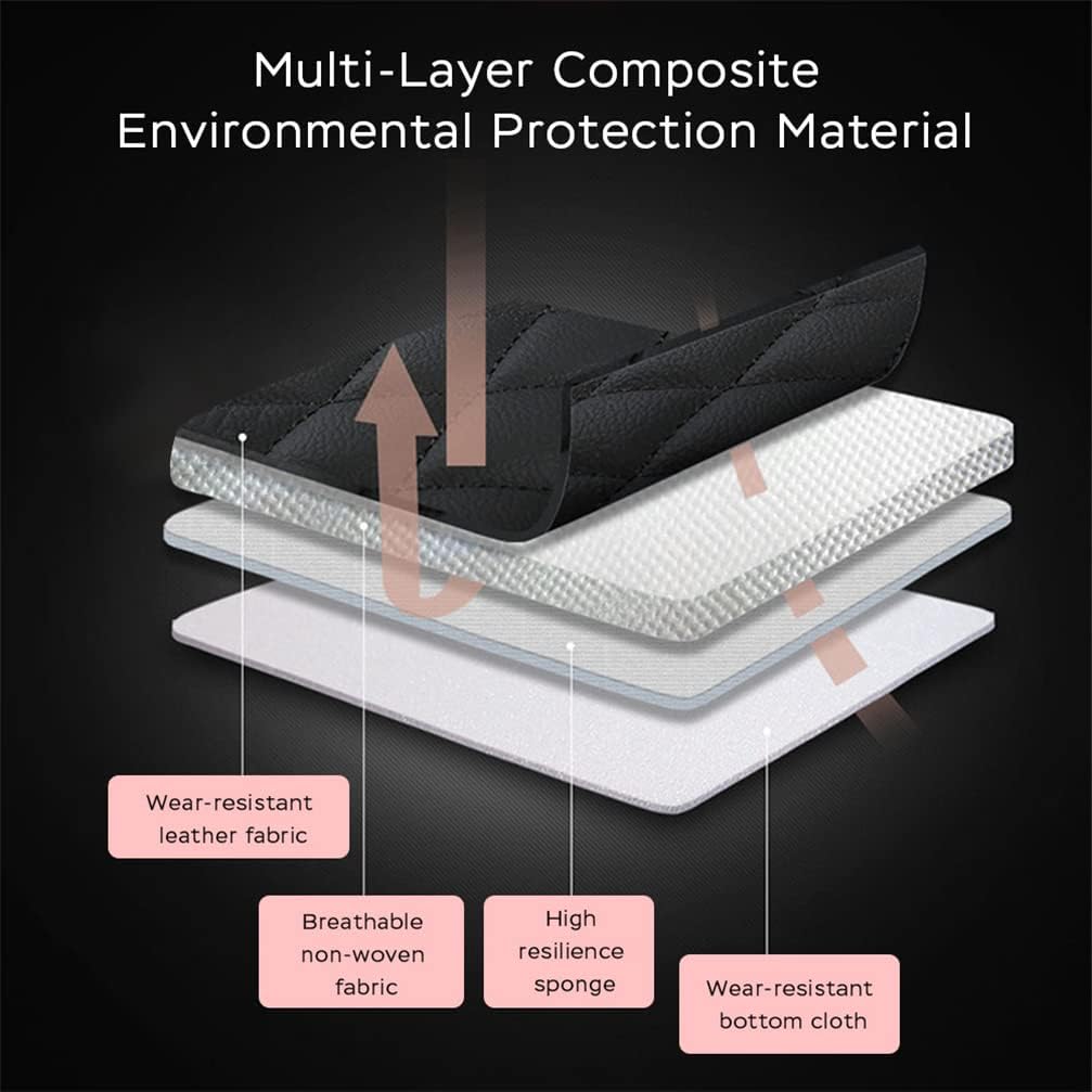 Custom Car Cover for Truck Sedan Coupe & SUV Van 5-Car Cushion Cover Full Set Needlework PU Leather Luxury Set (Beige & Pink)