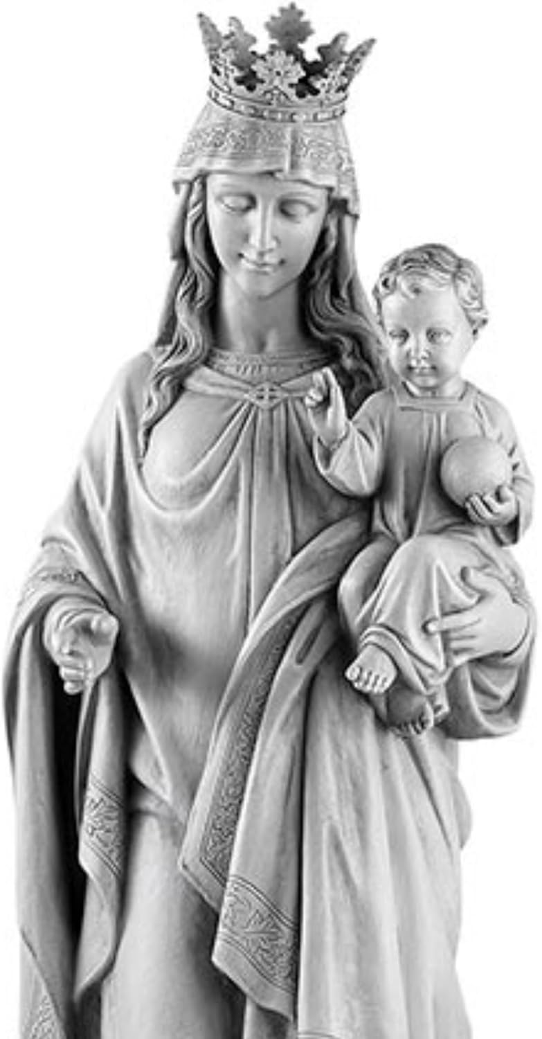 Needzo Mary Queen of Heaven Resin Garden Statue - Natural Stone Madonna, Catholic Front Yard Decoration, 24.5 Inches H