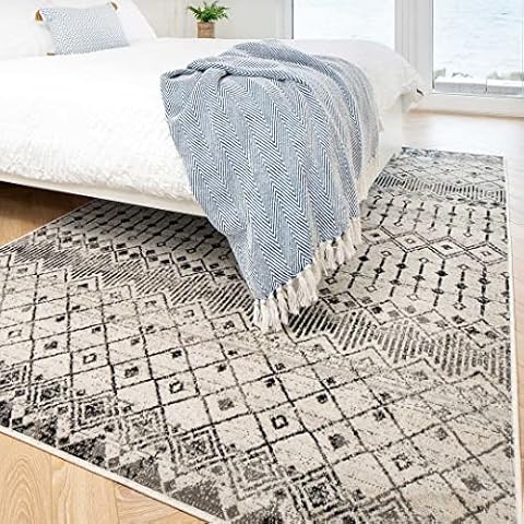 Large Luxury Grey Geometric Area Rug Cover