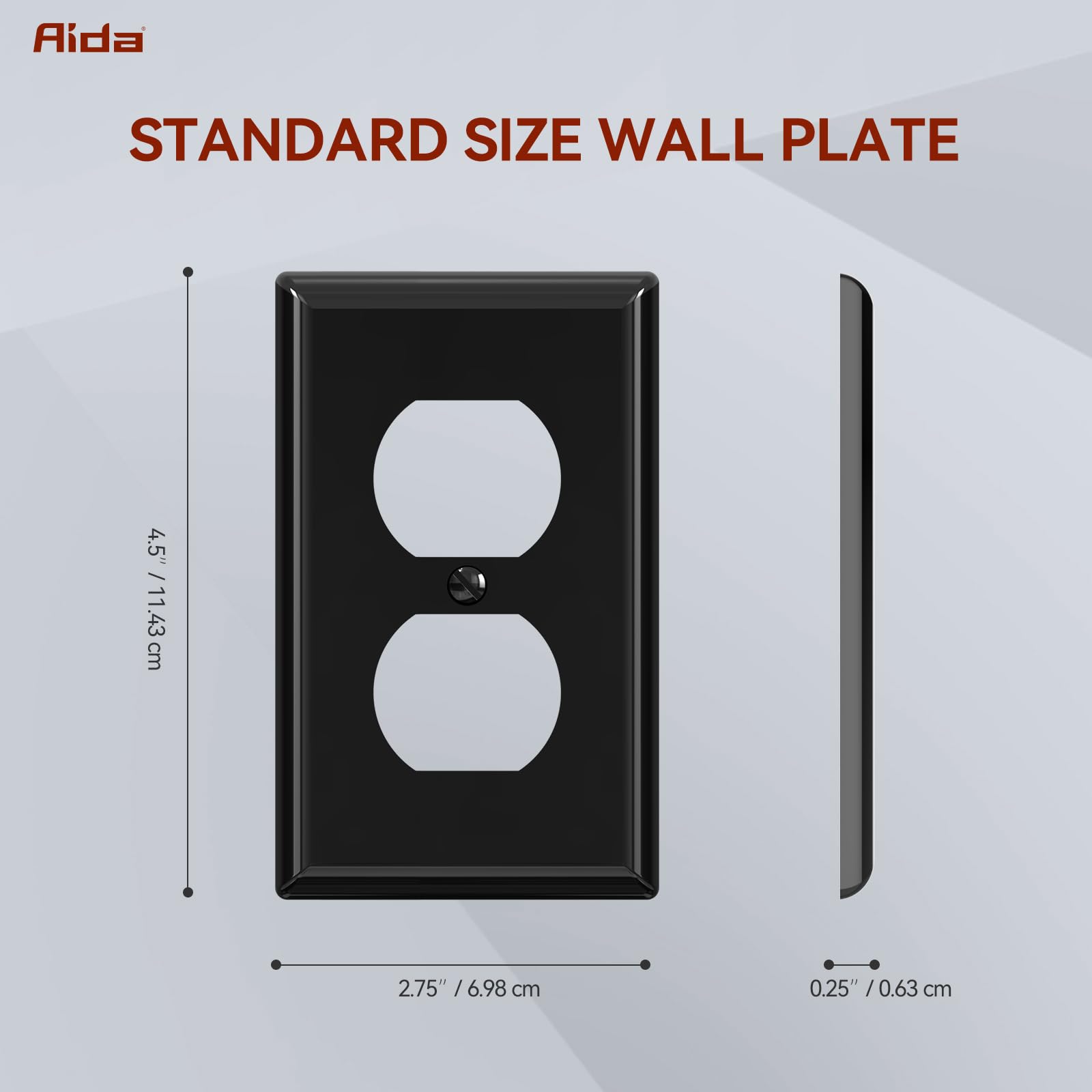 AIDA Black Wall Plates - Durable & Glossy (10 Pack) -3