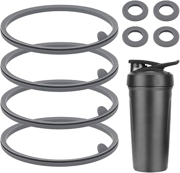 8pcs Lid Gasket Replacement for Blender Bottle Strada Flip Shaker Cup Water Bottle Parts Accessories, 2 Sizes Silicone Seal Ring for Blenderbottle Strada Flip Shaker 24 oz 28 ozGray