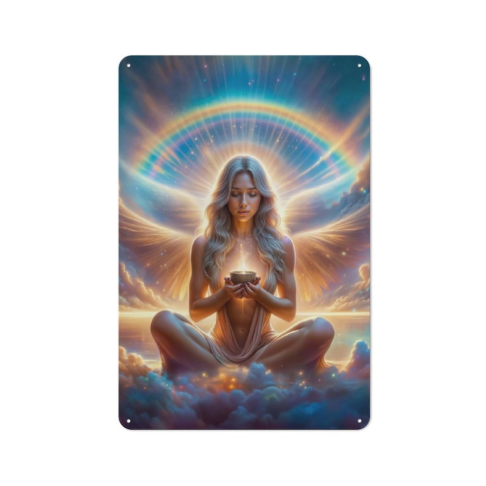 Tin Sign with Goddess Angel Design 30x20cm, Creative Creative Space Decor for Home Office, Reading Corner Or Bedroom