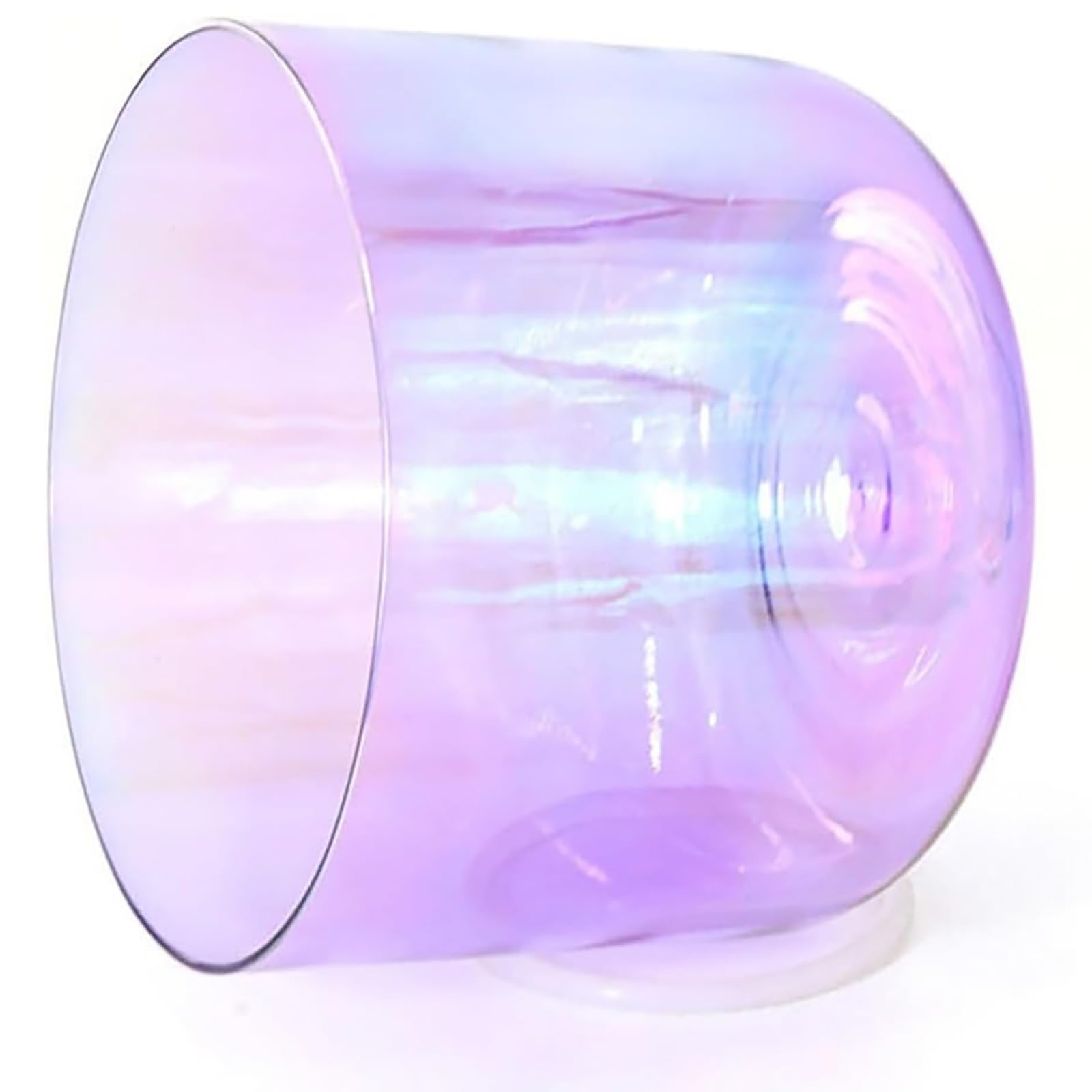 Cuenco tibetano de luz cósmica de 15 cm, cuenco de cristal de cuarzo transparente Alchemy con mazo y junta tórica incluidos, para sanación sonora, meditación, oración y reducción del estrés, morado