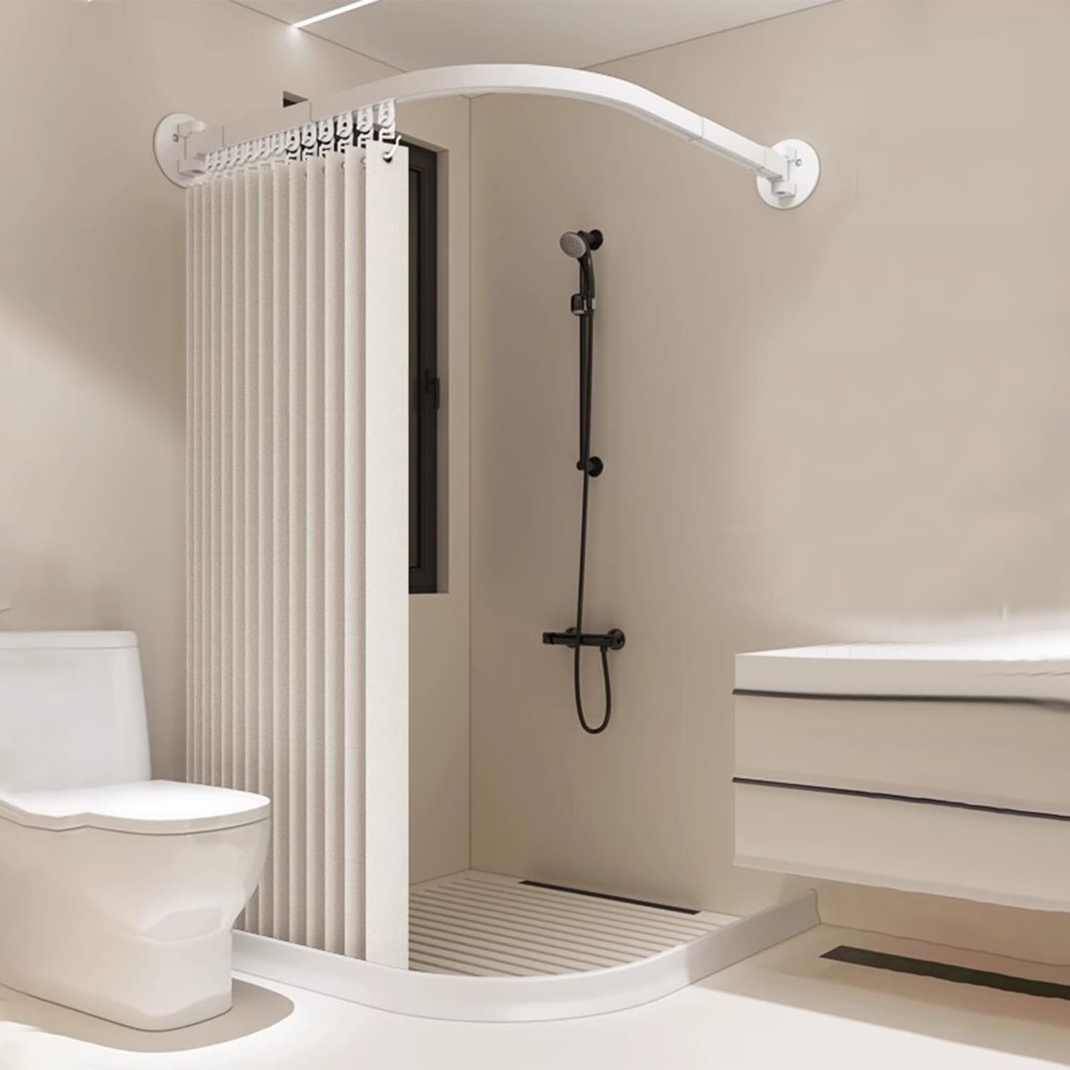 Rideau de douche magnétique pliable pour éviter les fuites d'eau au sol