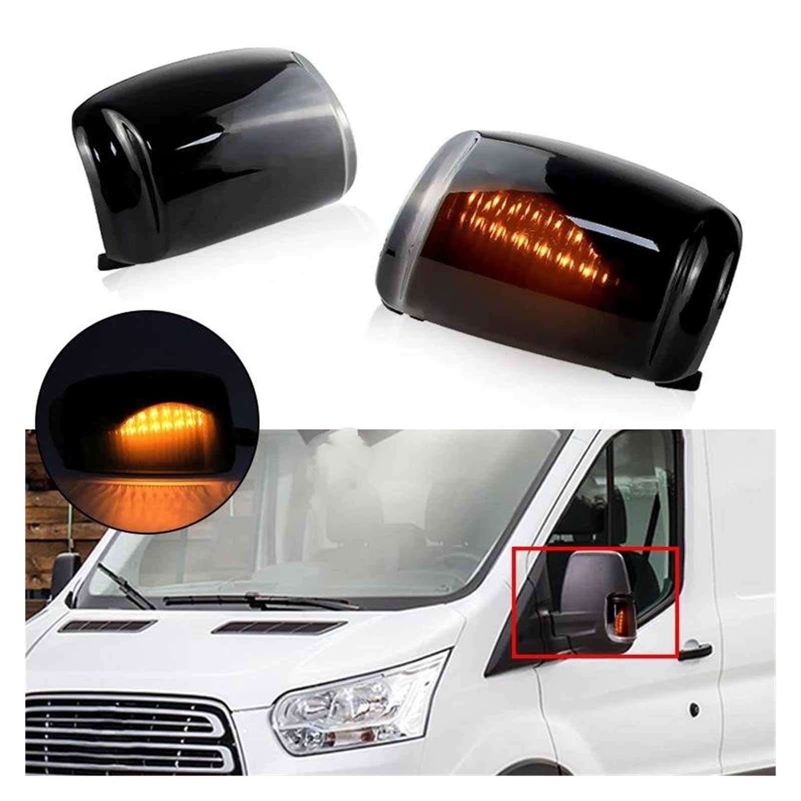 Generico Indicatore Laterale Per Ford Per Transit Mk8 Personalizzato Per TRANSIT 150 250 350HD 15-2022 Specchio Indicatori direzione laterali 1847387 BK31-13B381-AA Indicatore Direzione