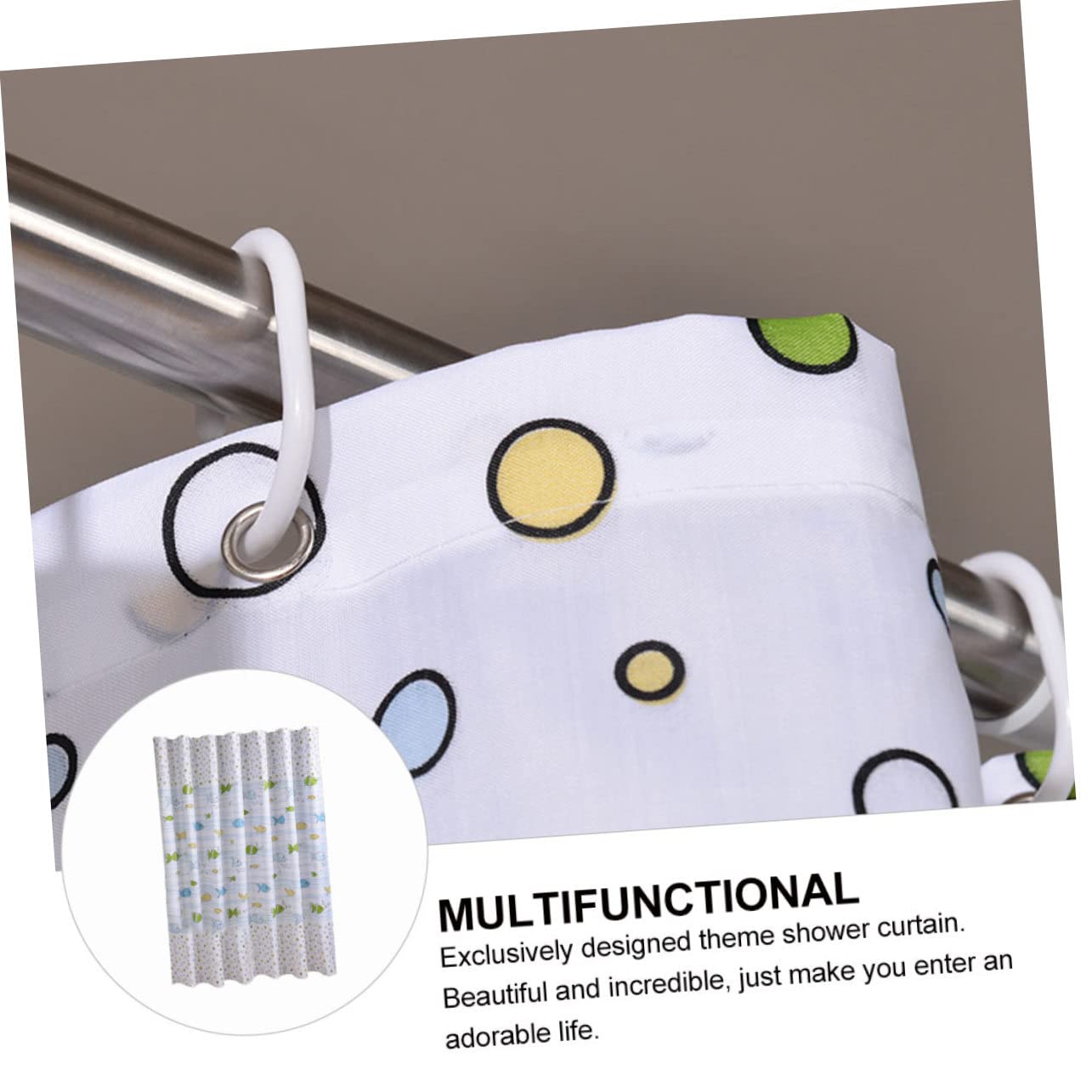 WOONEKY Cortina Ganchos de Dibujos de Poliéster Ducha de con Patrón Animados, Secado Rápido y Incluidos para Decoración de Baño Infantil