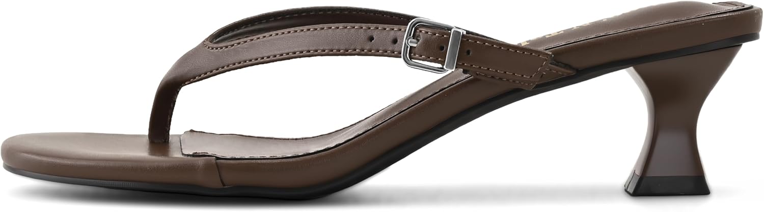 Shoe'N Tale Kitten Flip Flop Low Heel Sandals for Women Round Open Toe Party Dress Thong Heeled Sandals - Image 3